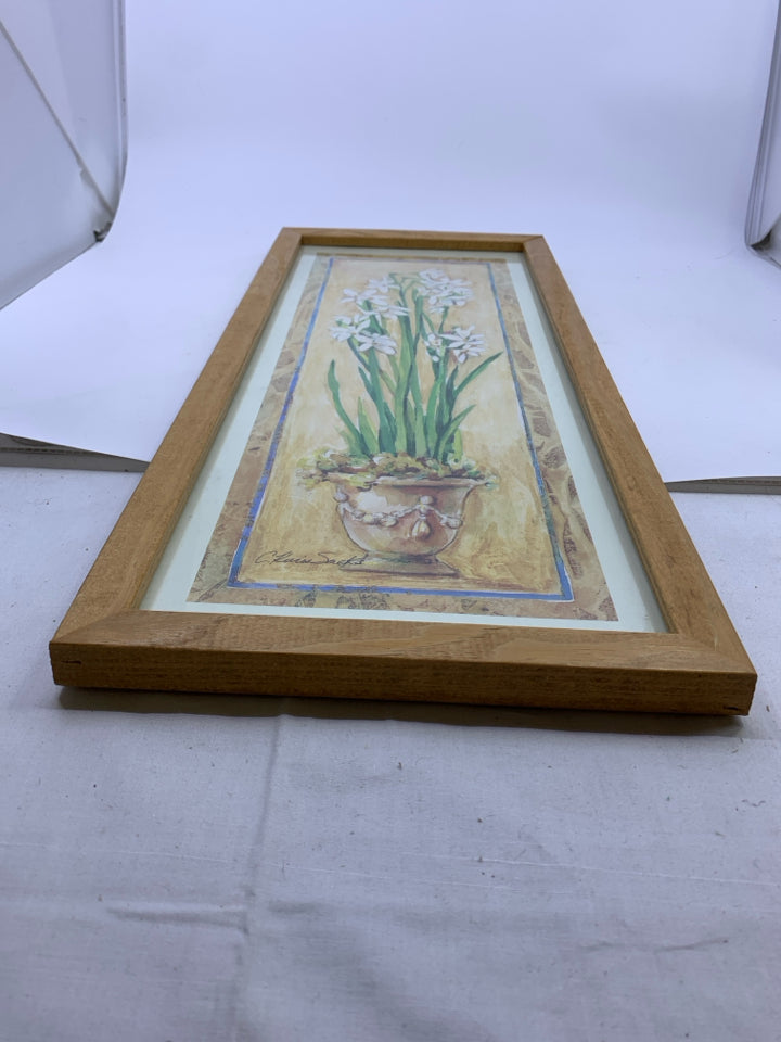 WHITE FLOWERS FRAMED PRINT.