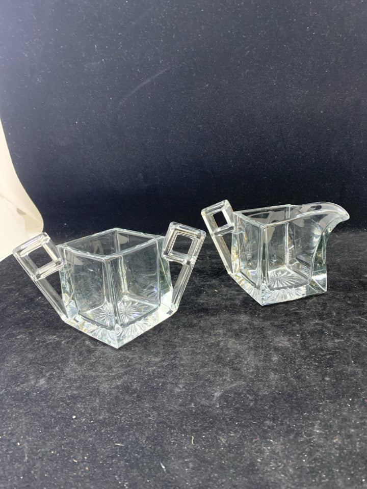 VTG HEAVY ART DECO STYLE SUGAR AND CREAMER.