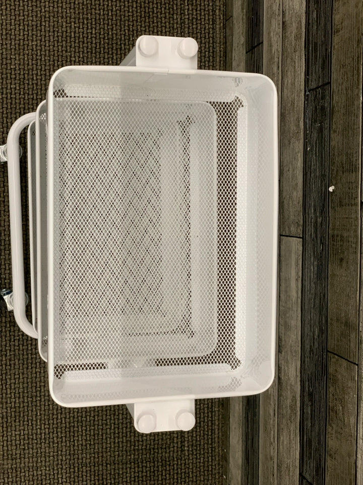 3 TIER WHITE METAL ROLLING CRAFT CART.