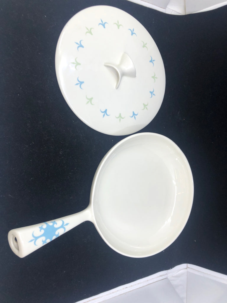 VTG CERAMIC SKILLET PAN W/LID.