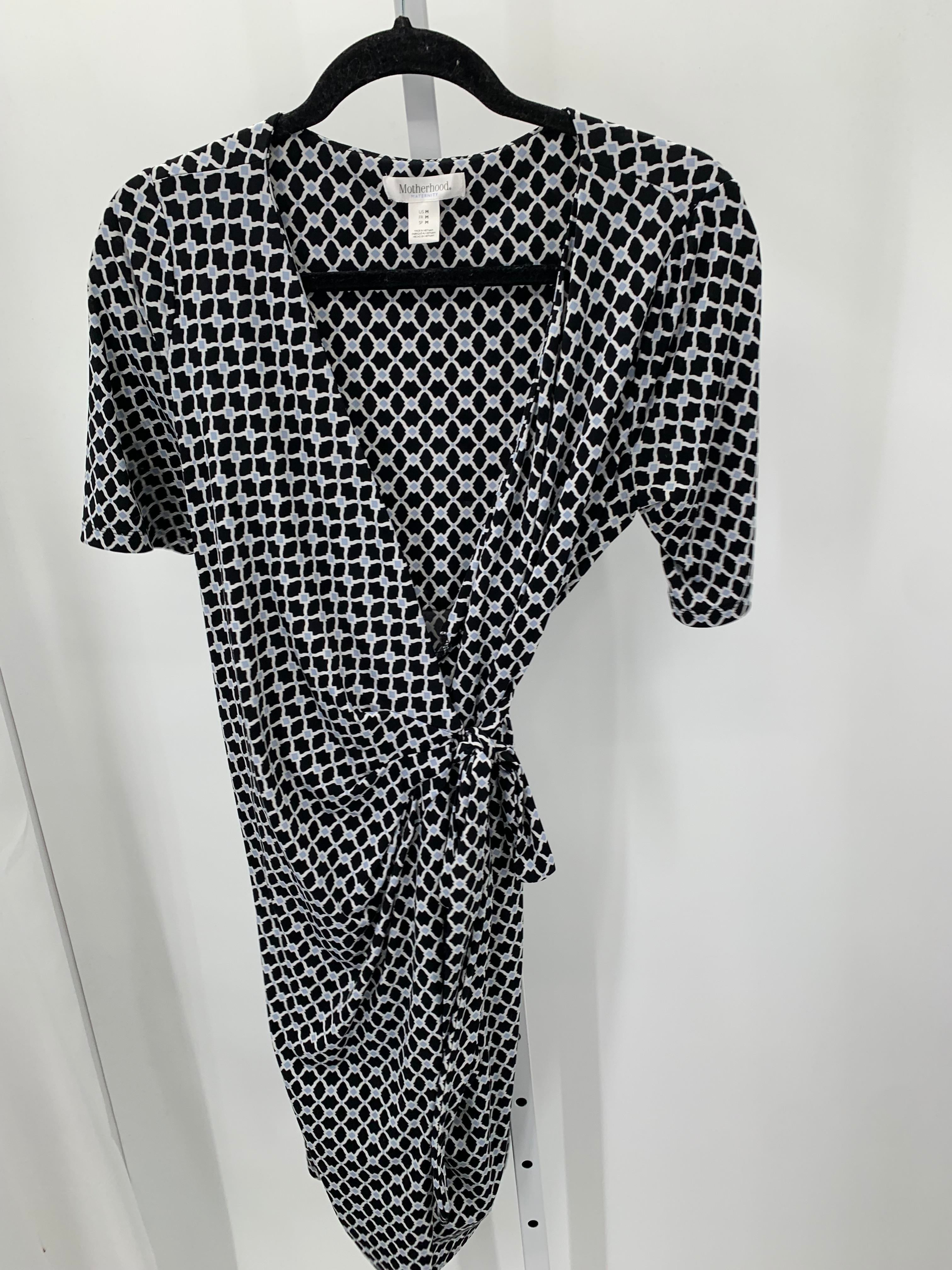 Motherhood Blk/Wht Size Medium Maternity Short Sleeve Dress