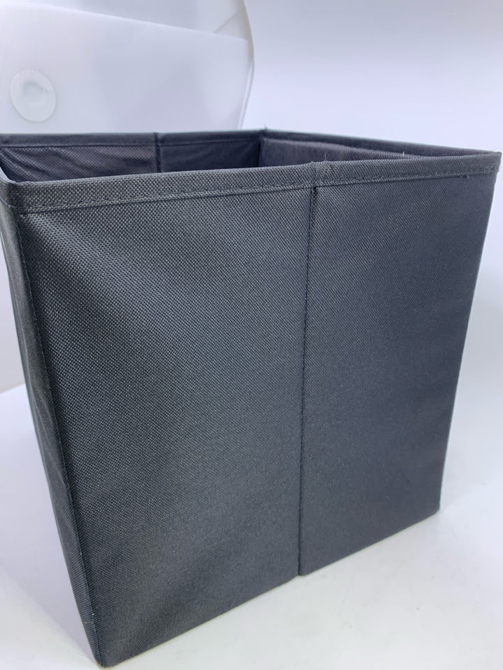 BLACK CANVAS FABRIC STORAGE BIN.