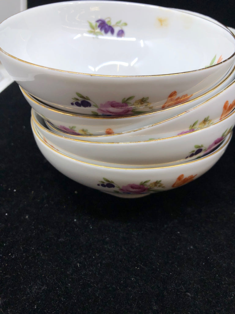 6PC VTG FLORAL SERVING BOWL SET- 1 LARGE BOWL, 5 SMALL BOWLS.