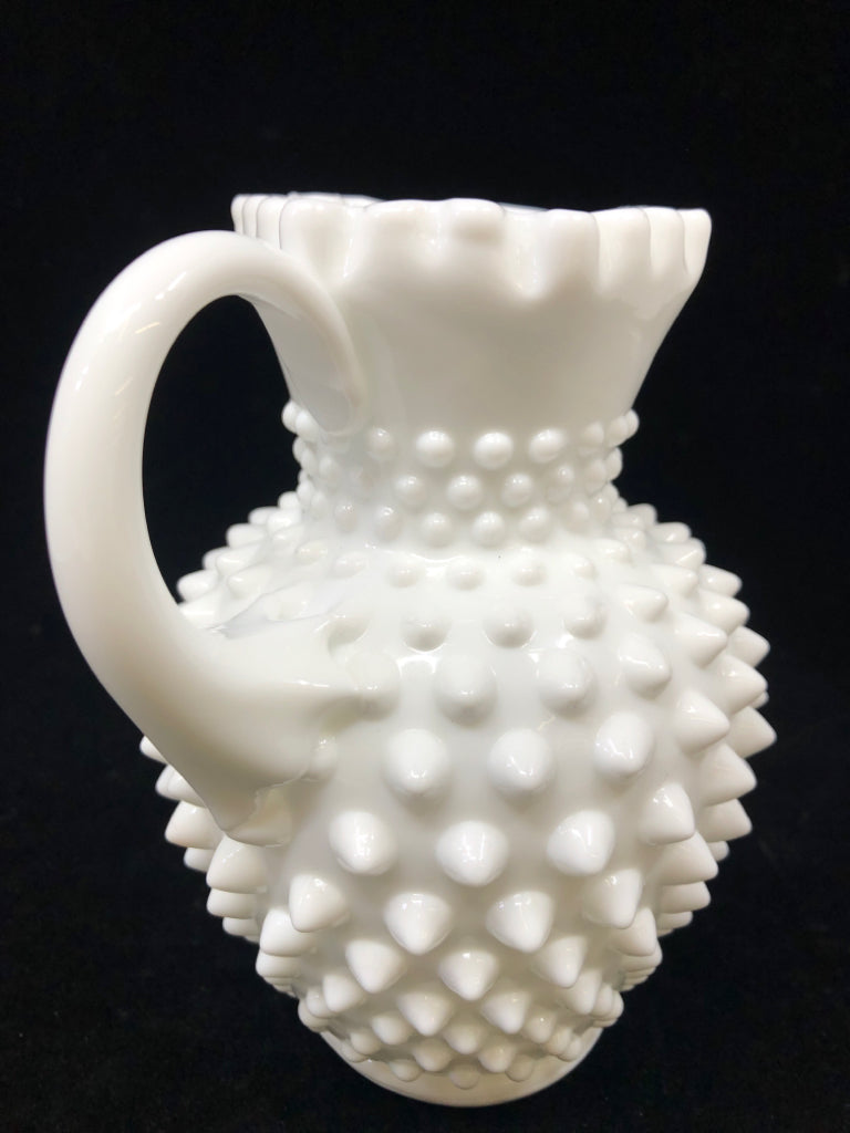 VTG HOBNAIL MILK GLASS PITCHER.
