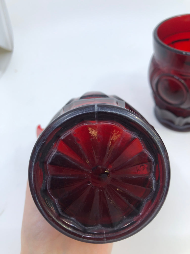 4 VTG CRANBERRY THUMBPRINT GOBLETS.