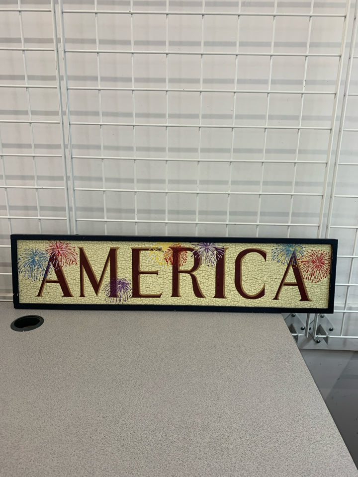 AMERICA FIREWORK CRACKLE DESIGN FRAMED WALL-ART.