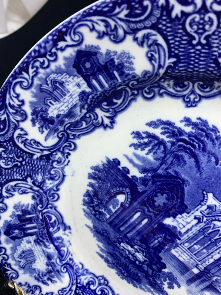VTG BLUE AND WHITE SHALLOW CHURCH BOWL.