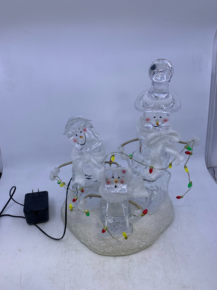 LIGHT UP ACRYLIC SNOWMAN ICE BLOCKS.