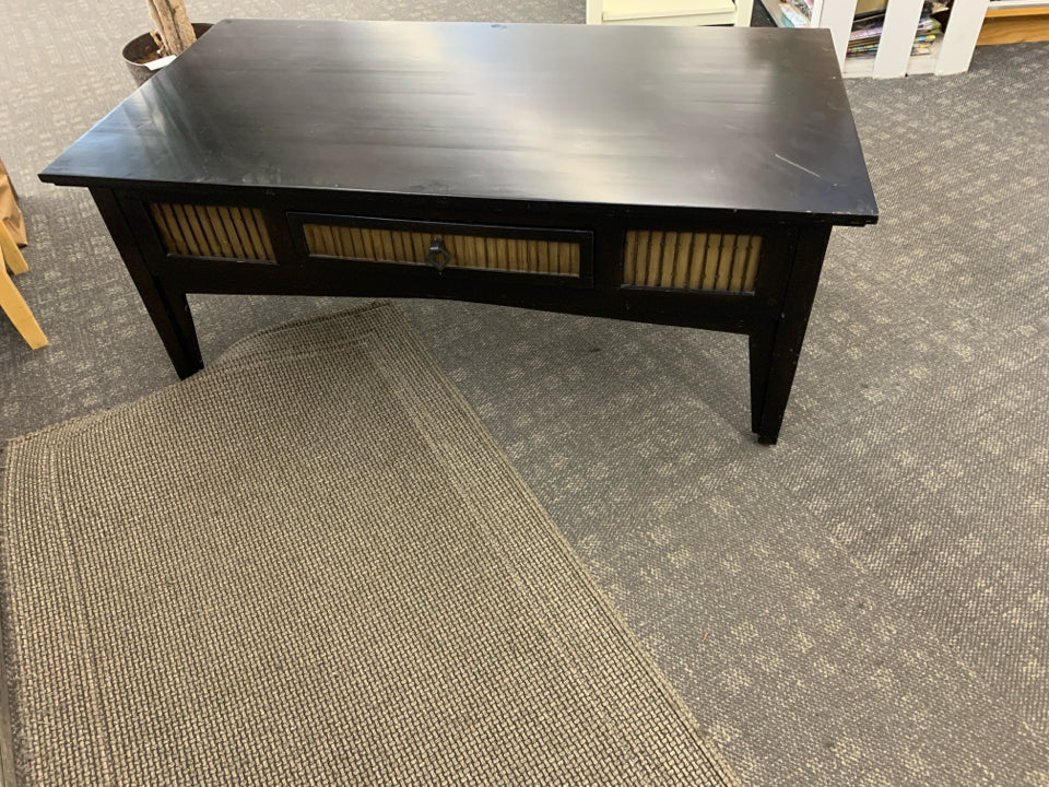 BLACK COFFEE TABLE W DRAWER.