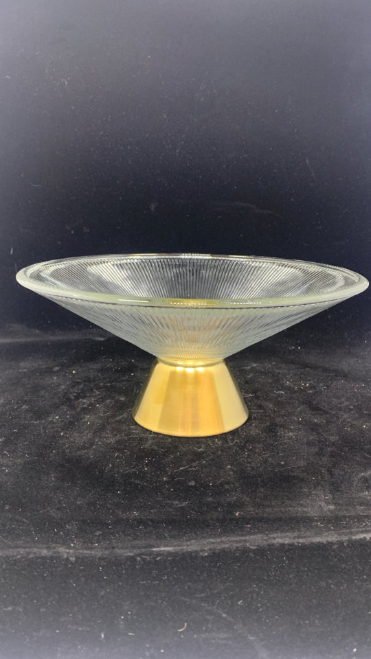 CENTERPIECE BOWL W/GOLD FINISH METAL BASE.