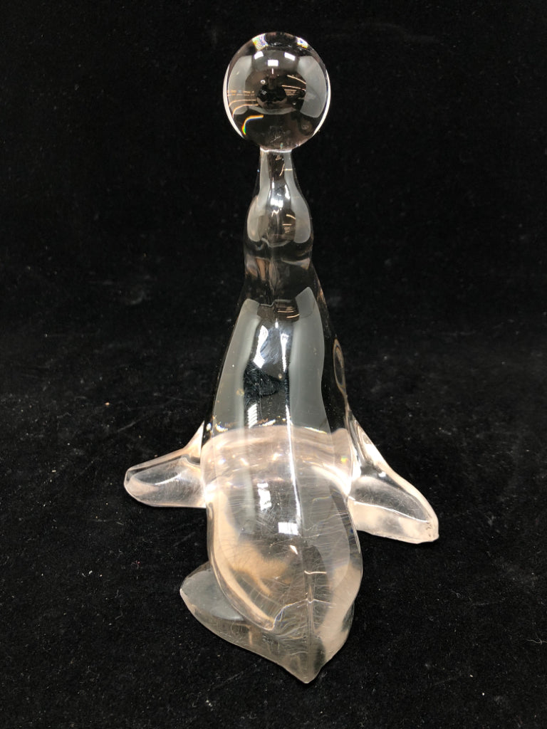 SEAL BALANCING BALL GLASS FIGURINE.