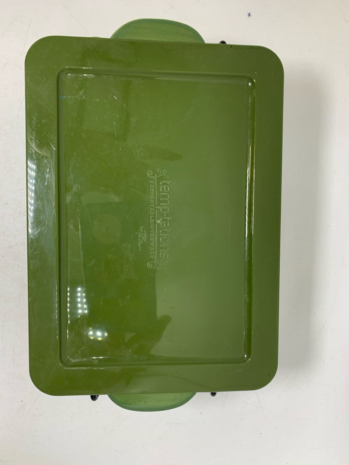 RECTANGLE 3 PC OLD WORLD PATTERN OVEN WARE LID/STAND.