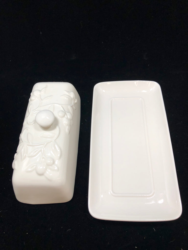 FLORAL BUTTER DISH W/LID-MASON NEUVE CERAMIC.