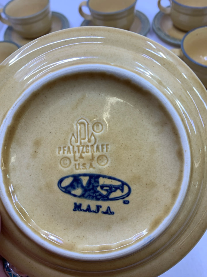 SVC 8 BLUE AND TAN CUP/SAUCER SET.