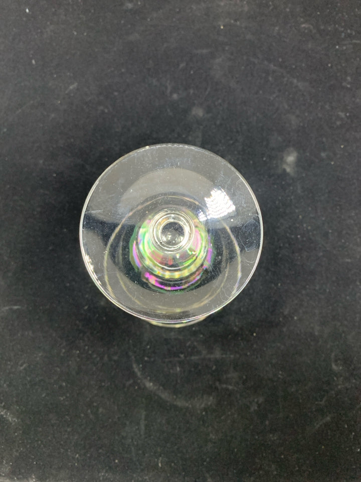 4 IRIDESCENT WATER GOBLETS.