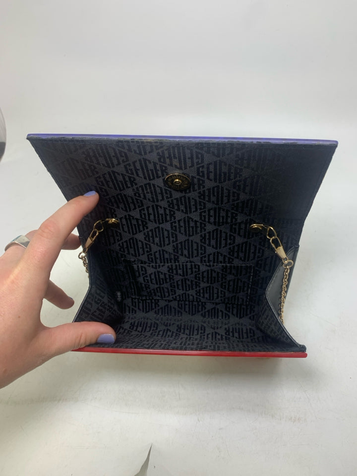 Kurt Geiger London Party Envelope Sparkle Rainbow Striped Clutch Purse