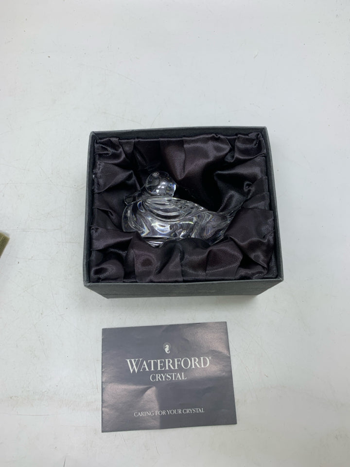 CRYSTAL MALLARD DUCK PAPERWEIGHT IN BOX.