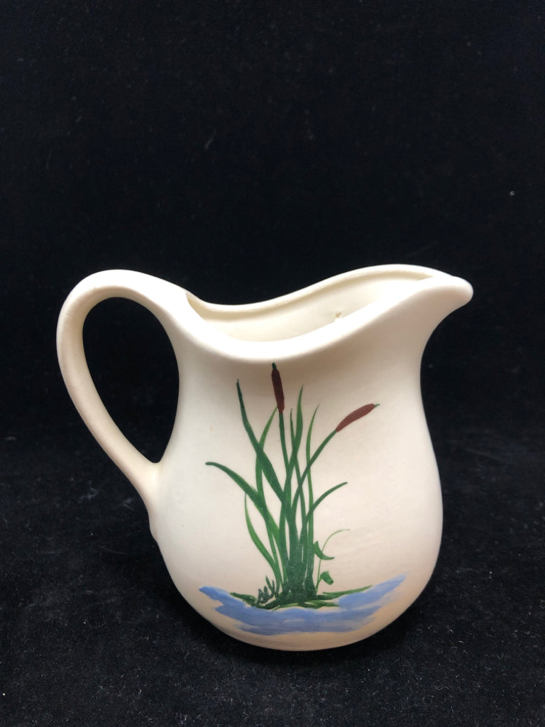 CAT TAIL PAINTED CERAMIC MINI PITCHER.