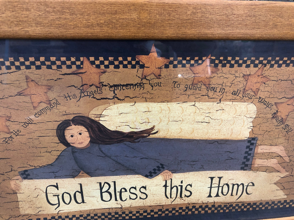 PRIMITIVE GOD BLESS THIS HOUSE WALL HANGING.