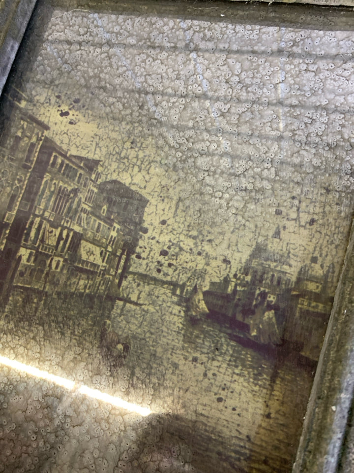 DISTRESSED FRAME MERCURY GLASS EUROPEAN CITIES.