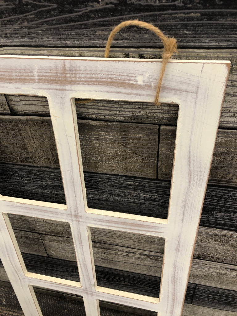 WOODEN WINDOW PANE WALL HANGING.