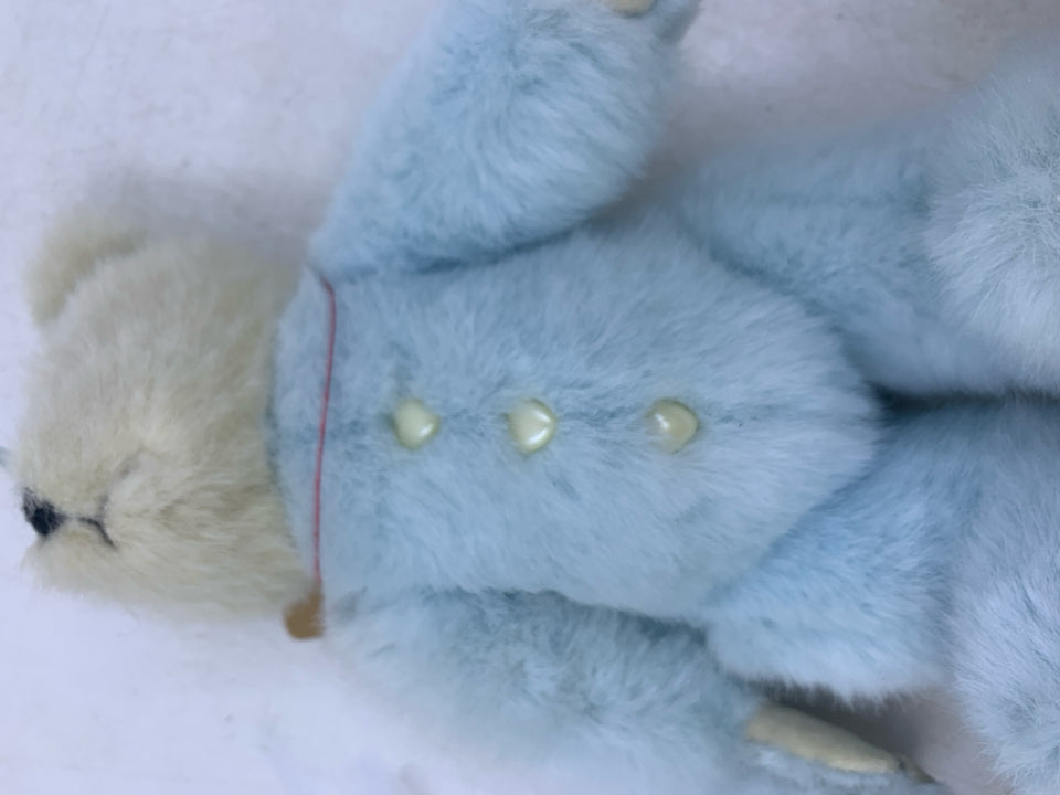 BLUE/WHITE BEAR W/ HEART BUTTONS BOYDS BEAR.
