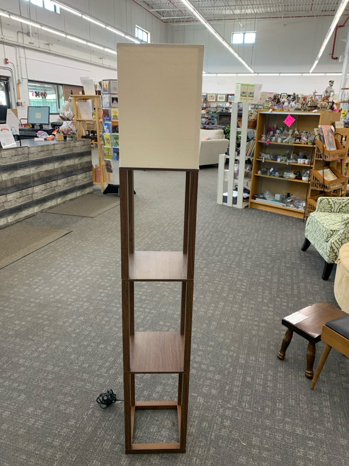 SHELF FLOOR LAMP W/CANVAS SHADE.