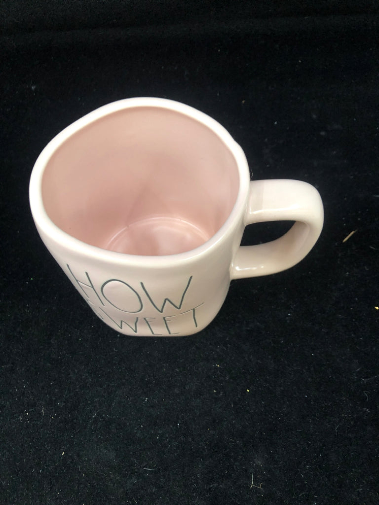 RAE DUNN PINK HOW SWEET MUG.