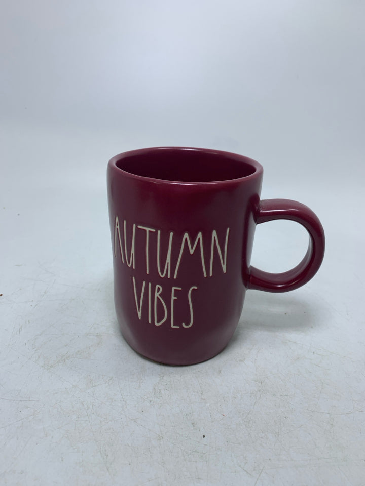 BURGUNDY AUTUMN VIBES RAE DUNN MUG.