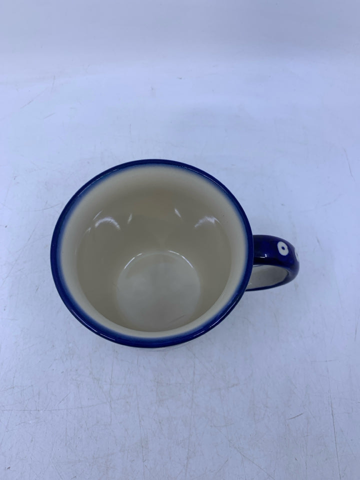 COBALT BLUE CIRCLES W/ RED/GREEN DETAIL.