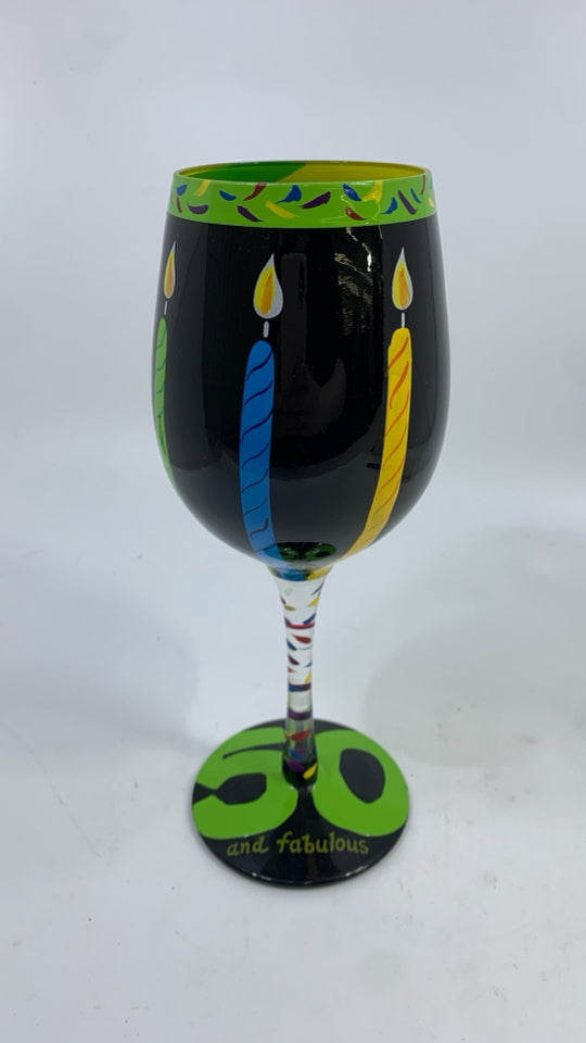50 AND FABULOUS DECORATIVE LOLITA WINE GLASS.
