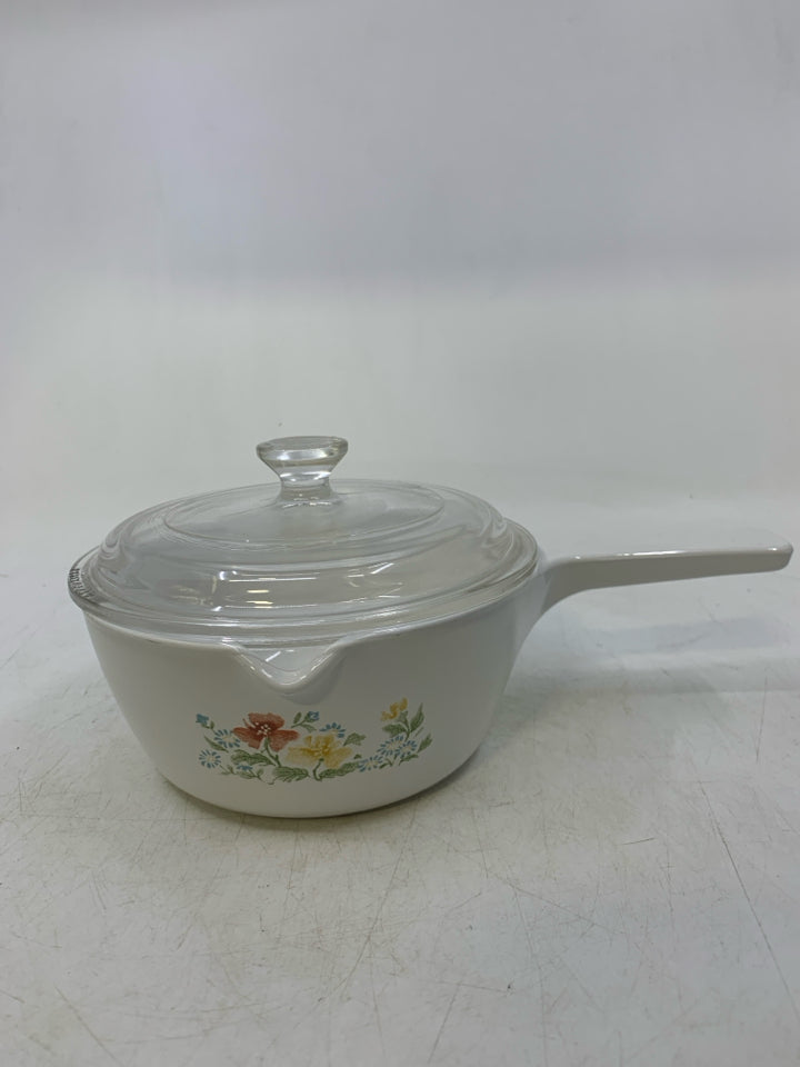 VTG WILDFLOWER SAUCE PAN W/ LID.