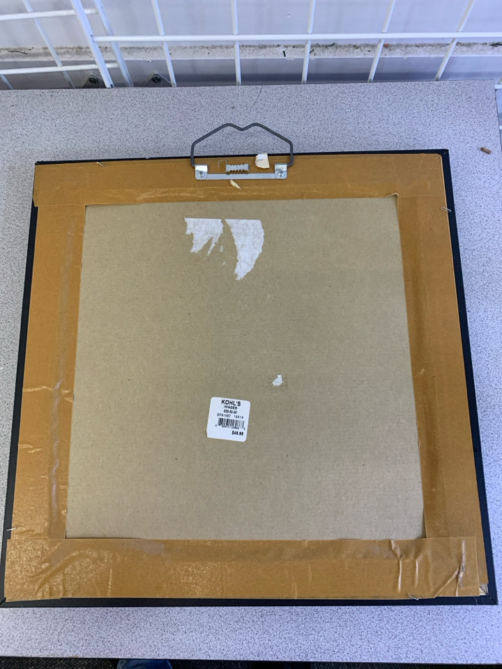 BLACK AND WHITE FLORAL IN BLACK FRAME WALL ART.