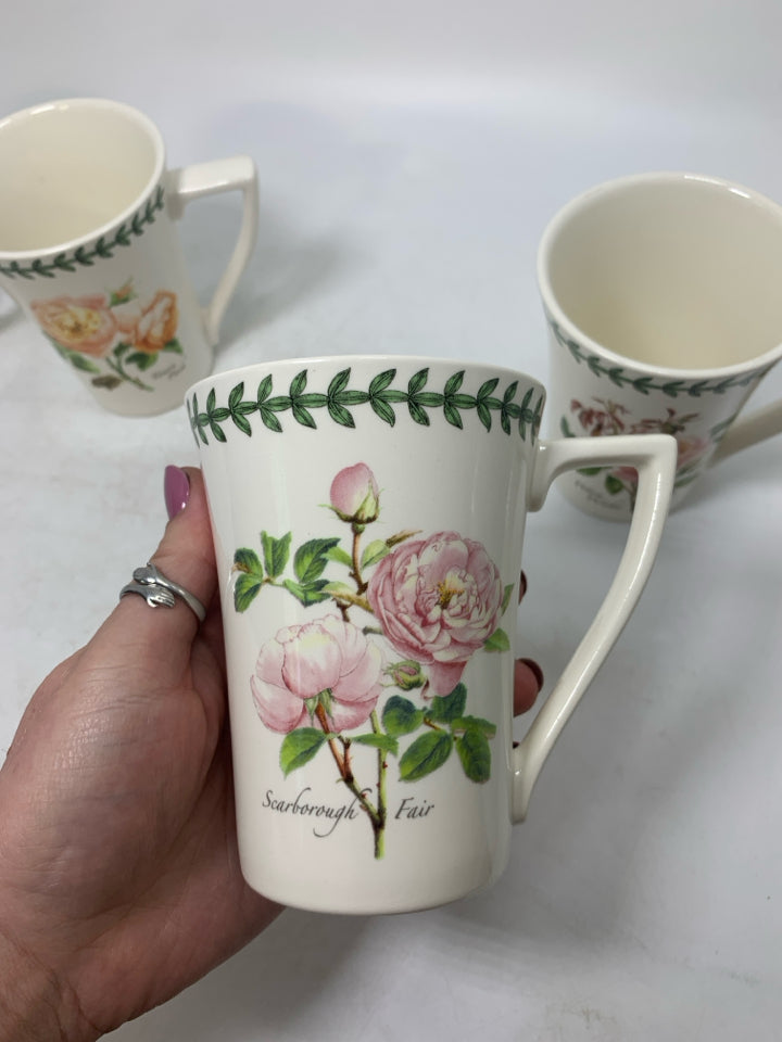 4 ASSORTED ROSES MUGS.