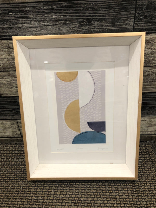 ABSTRACT HALF CIRCLES IN WHITE FRAME WALL HANGING.