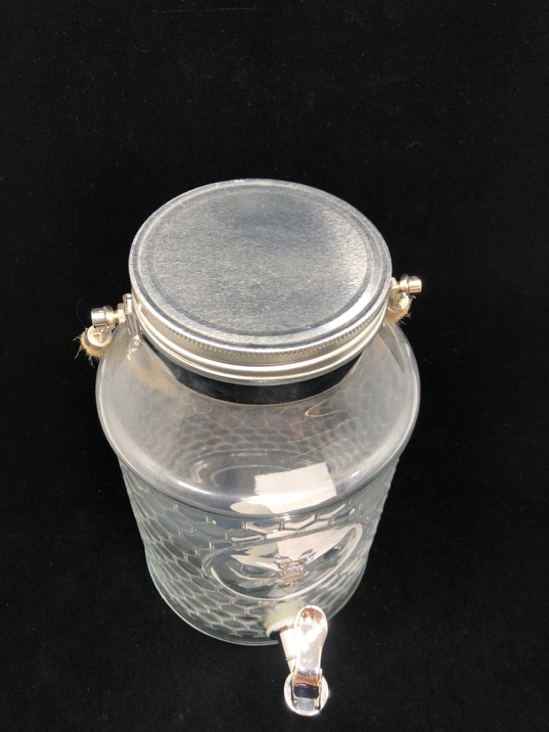 BEE PRINT GLASS DRINK DISPENSER.