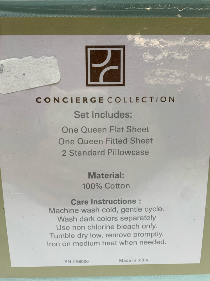 NIP SEAFOAM GREEN QUEEN SIZE SHEET SET