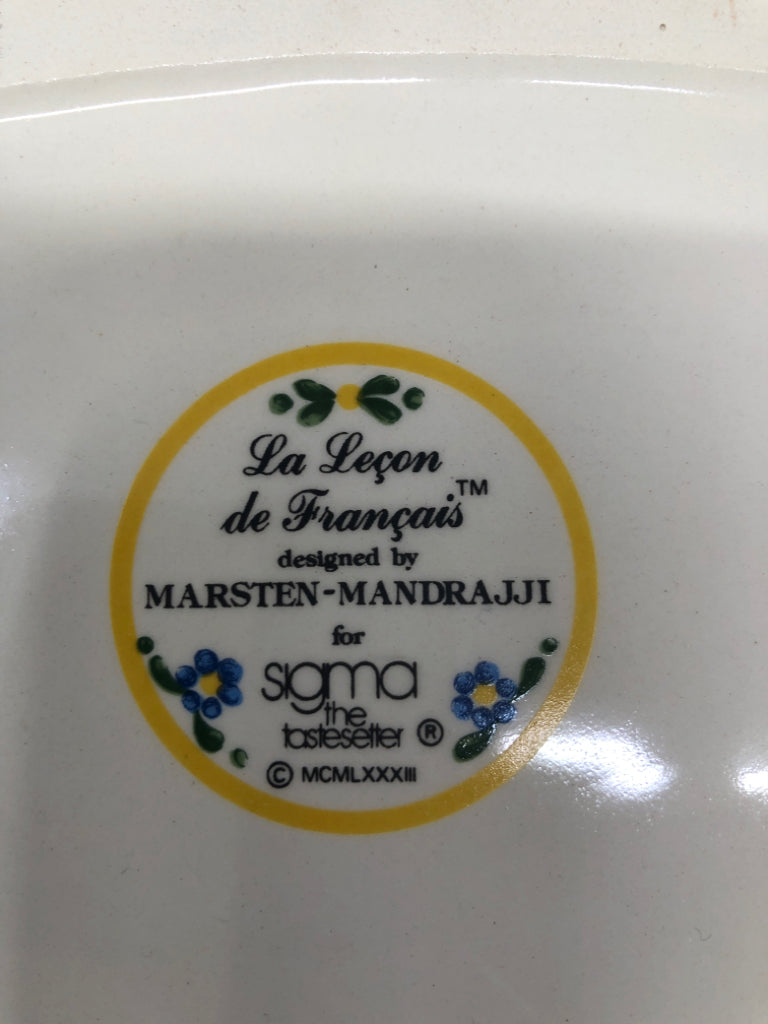 CERAMIC BLUE AND YELLOW COFFEE FILTER HOLDER.