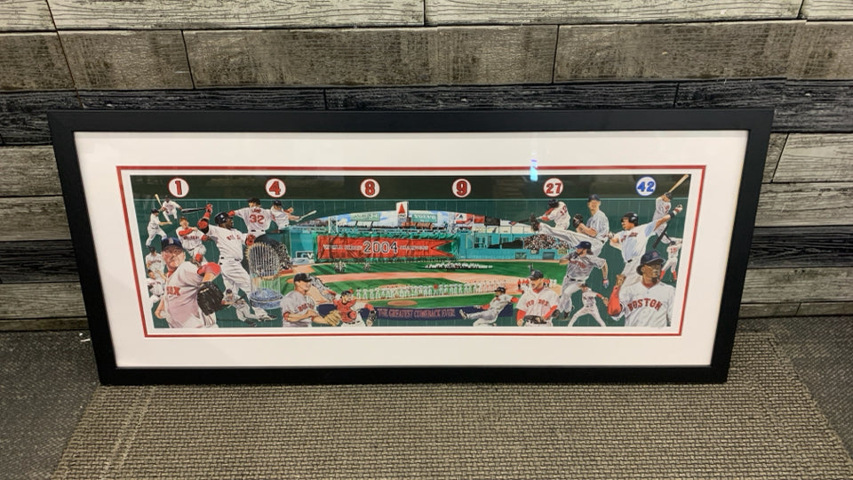 WORLD SERIES RED SOX PRINT IN BLACK FRAME.