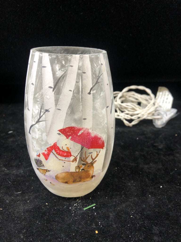 SNOWMAN AND REINDEER LIGHT UP DECOR.