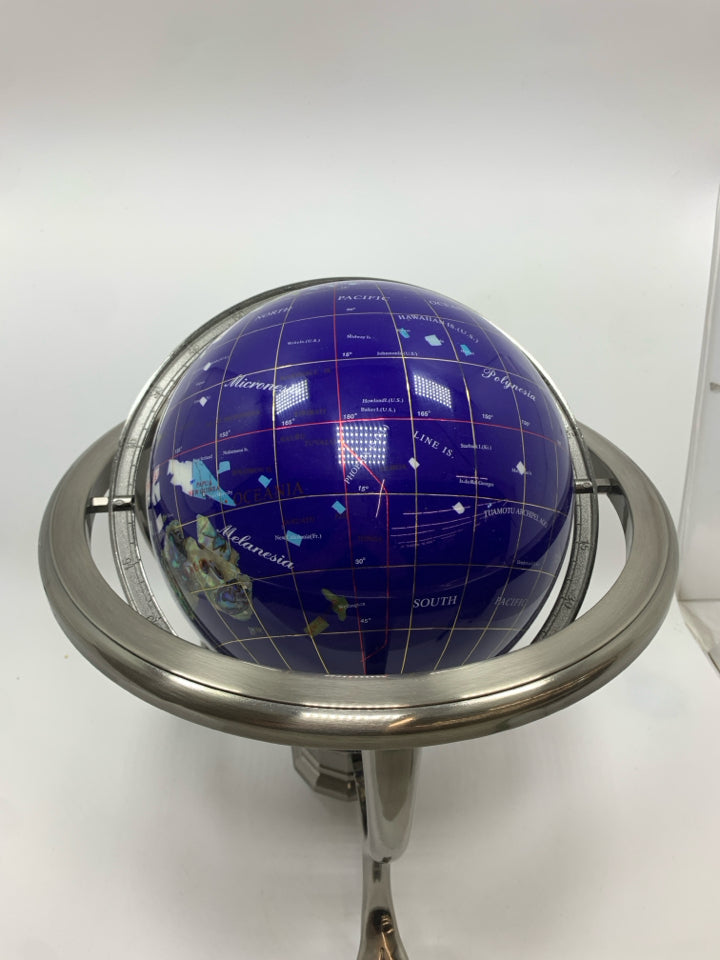 GLOBE WITH DIFFERENT STONE COUNTRIES.