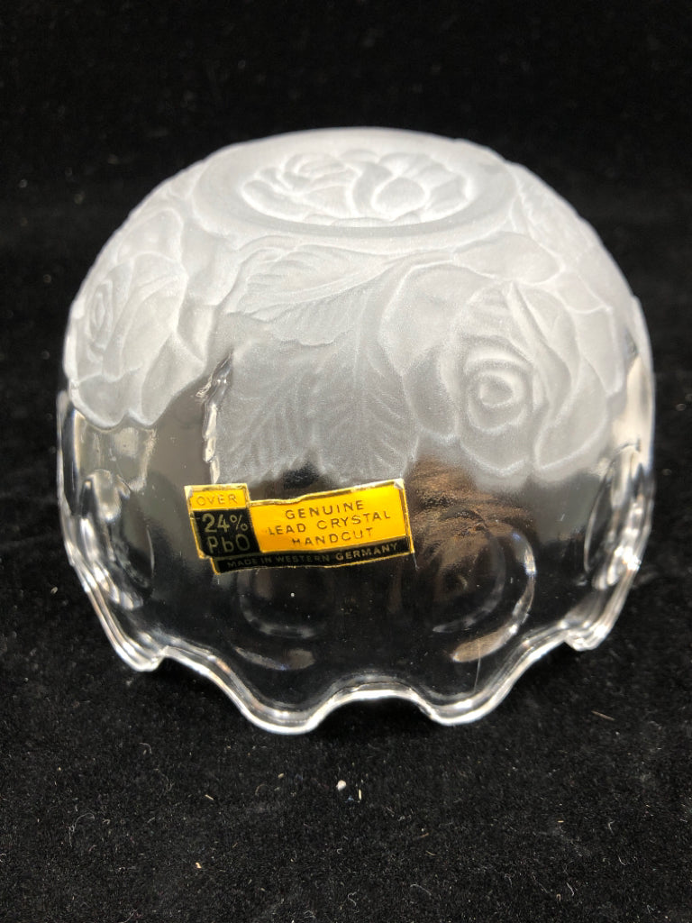 GERMAN CRYSTAL FROSTED ROSE BOWL.