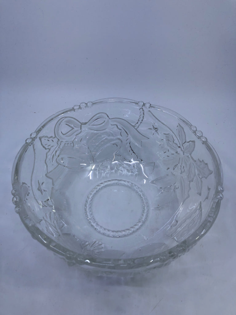 HOLIDAY FROSTED GLASS SERVING BOWL.