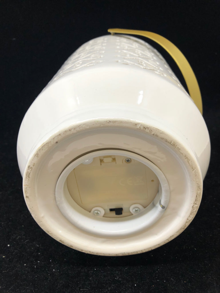 PIERCED CERAMIC CANDLE LANTERN- BATTERY CANDLE.