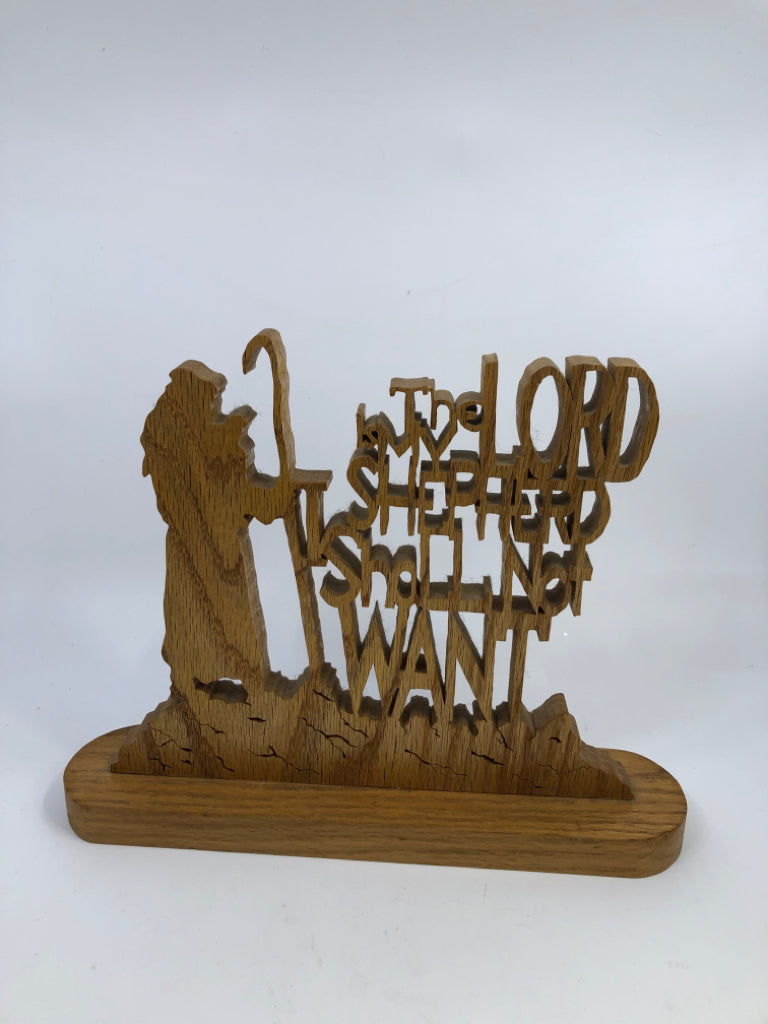 THE LORD IS MY SHEPARD WOOD CARVING.