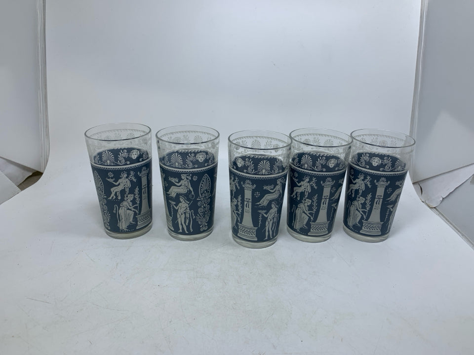 5 VTG GREEK STYLE TUMBLERS.