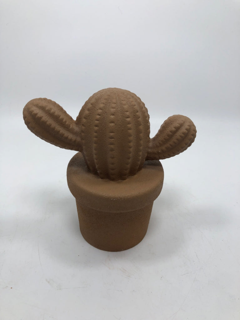 BROWN CERAMIC CACTUS.