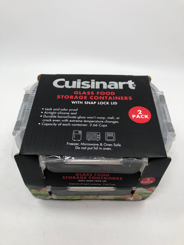 NIP 2 CUISINART GLASS FOOD CONTAINERS.