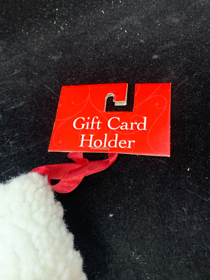 GREEN STOCKING GIFT CARD HOLDER.