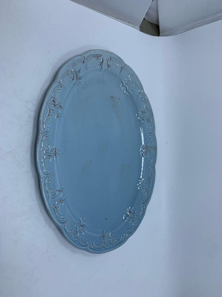 SCROLL CERAMIC OVAL SERVING PLATTER.